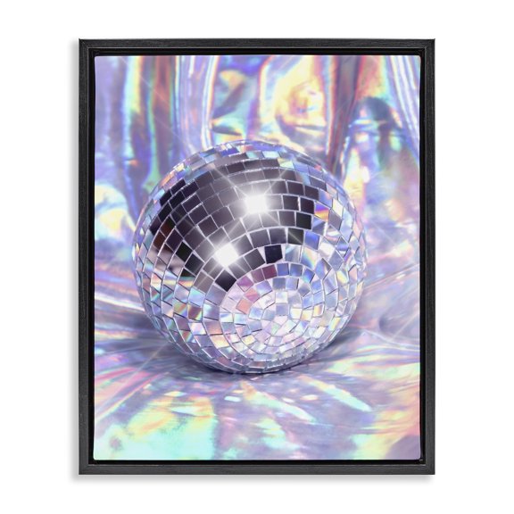 Stupell Industries Art Deco Gleaming Disco Ball Black Floating Frame Canvas Art, 17 x 21, by Ziwei Li