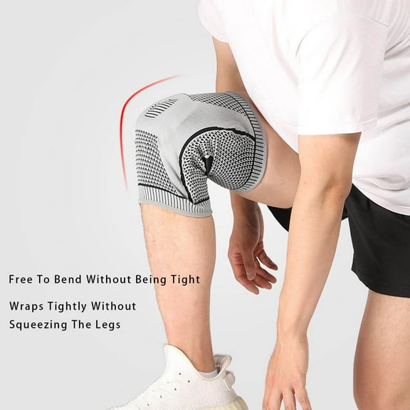 1Pair Knee Compression Sleeve with Stabilizers - Medical Grade Knee Support Brace for Pain Relief, Meniscus Tears & Sports Injuries - Ideal for Running, Hiking, Gym & Workout - Unisex Design