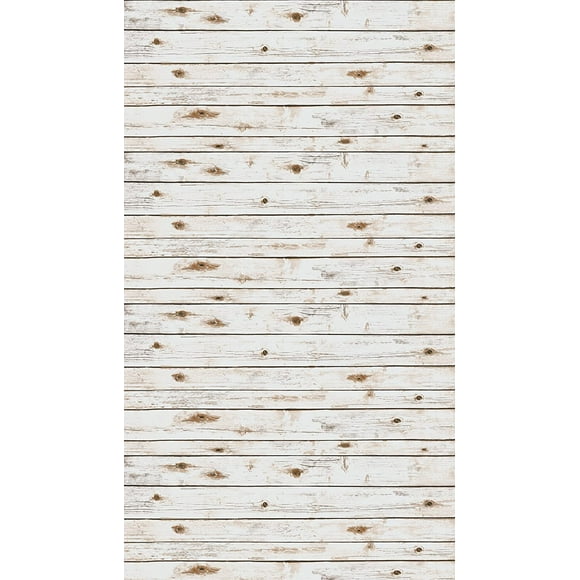 Papier de fond pour photographie Ella Bella, 4 pieds x 12 pieds, bois lavé blanc