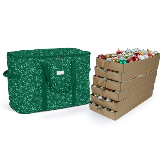 Covermates Adjustable Ornament Storage Bag – 192 Short Ornaments – (6) 3-Inch Trays