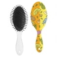thumbnail image 2 of Fresh Pineapple Hair Brush, Tropical Fruit Pattern Detangling Paddle Brush, Yellow Summer Print, Soft Bristle Brush for Wet & Dry Hair, 2 of 8