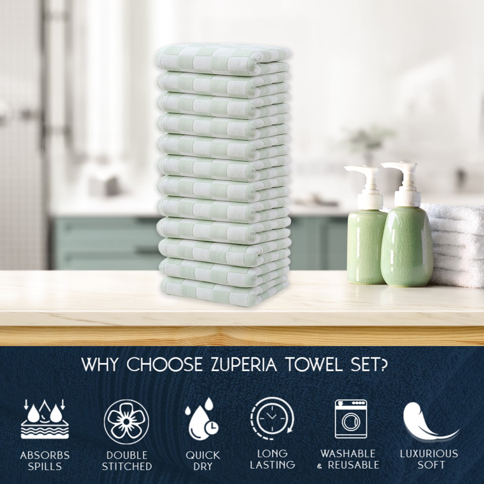 JOGZMZ Premium Soft Gauze Face Towels 12 Pack - Quick Dry, Highly Absorbent Polyester Towels for Bath, Spa, Beach