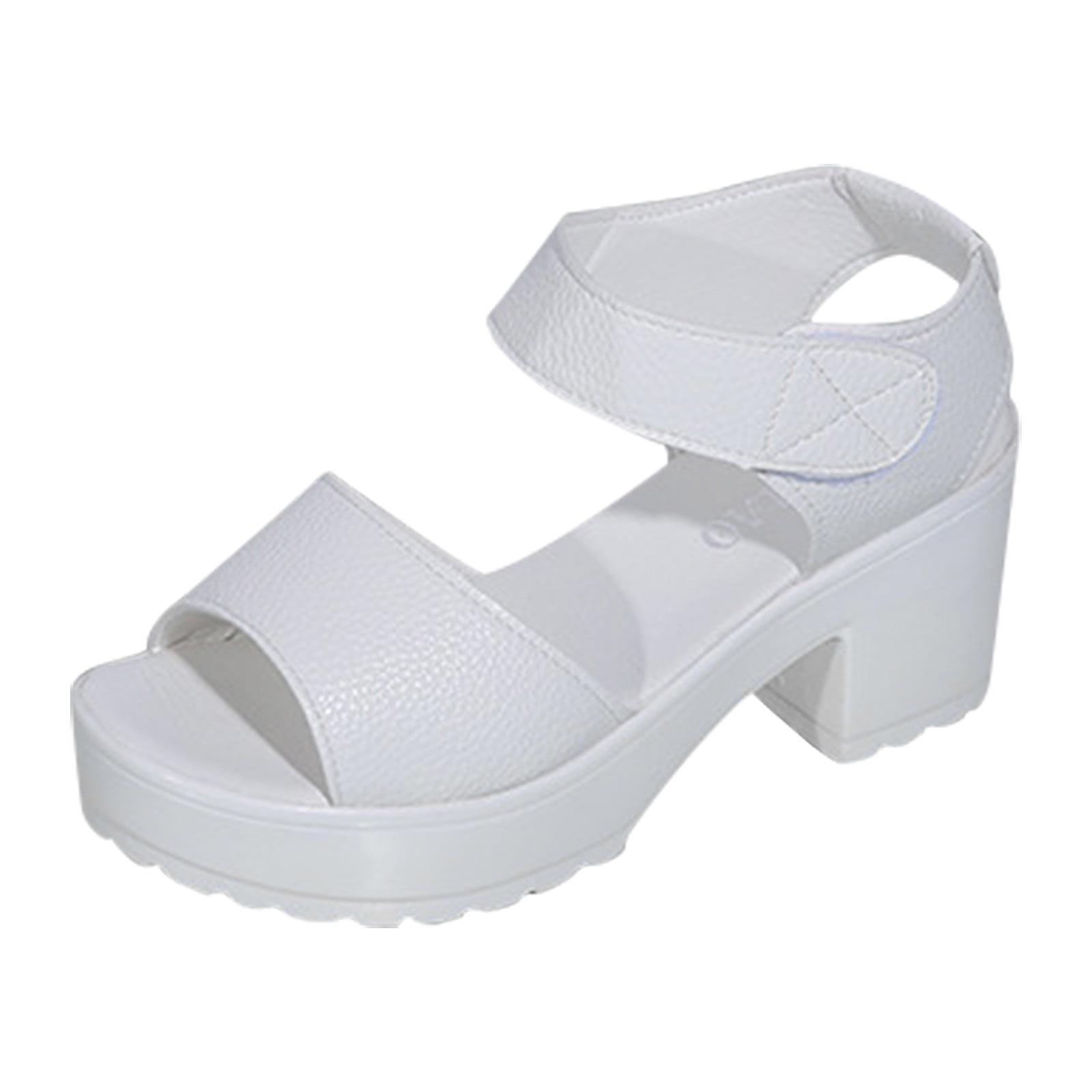 HSMQHJWE White Sandals Gladiator Sandals For Women Open Toe Two Bands ...