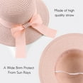thumbnail image 4 of 2Pcs Women,Little Girls Straw Sun Hat Summer Beach Cap Foldable Visor Floppy Hats Wide Brim with Bowknot, 4 of 5