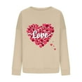 thumbnail image 3 of Guluxicc Sweatshirts for Women Valentine's Day Letter Graphic Print Pullover Tops Casual Crewneck Long Sleeve Shirts, Brown, S, 3 of 4