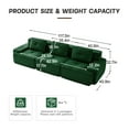 thumbnail image 5 of Yoneston 117" Modular Sectional Sofa 3 Seater Couch with Cushions, No Assembly Corduroy Sofa with Deep Seating for Living Room Bedroom Apartment, Green, 5 of 9