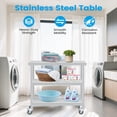 thumbnail image 5 of Studyset Stainless Steel Table, 14 x 24 x 34 Inch, 3-Tier Metal Prep Table with 2 Undershelf & Gloves, Commercial Kitchen Utility Workstation for Restaurant, Hotel, Laundry, Garage, Indoor, Outdoor, B, 5 of 8