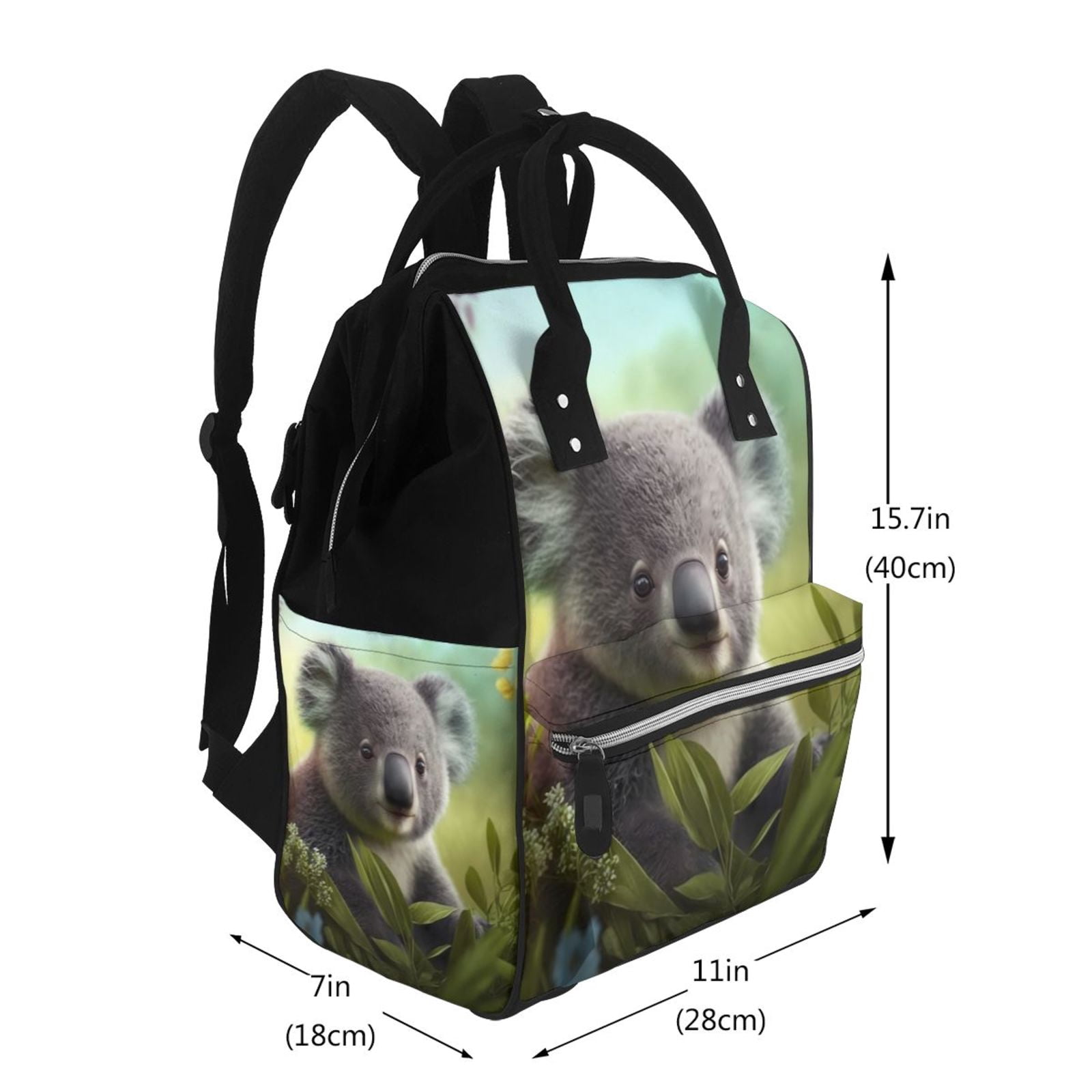 Fuzoiu Daisy Koala Print Diaper Bag Backpack,Baby Essentials Travel Tote,Multi function Waterproof Diaper Bag, Travel Essentials Baby Bag - Unisex
