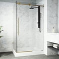 thumbnail image 2 of VIGO Elan E-Class 36 in. L x 48 in. W x 82 in. H Frameless Sliding Shower Enclosure Kit in Matte Gold with Clear Glass, 2 of 11