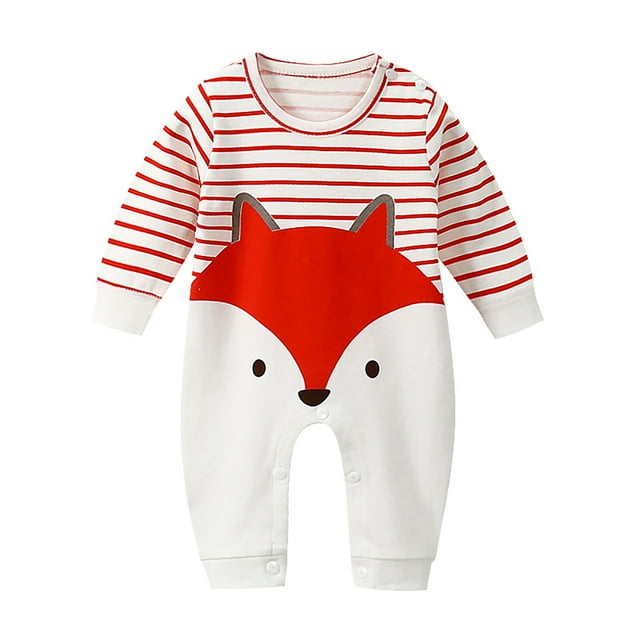 WEIYLL Girls Rompers Button Long Sleeve Overall Cartoon Cute Warm Spring Autumn Red Toddler Overalls for 3-6 Months