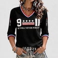 thumbnail image 2 of DORKASM Shirts for Women 9/11 V Neck 3/4 Sleeve Shirt Never Forget T-Shirt Black 3XL, 2 of 4