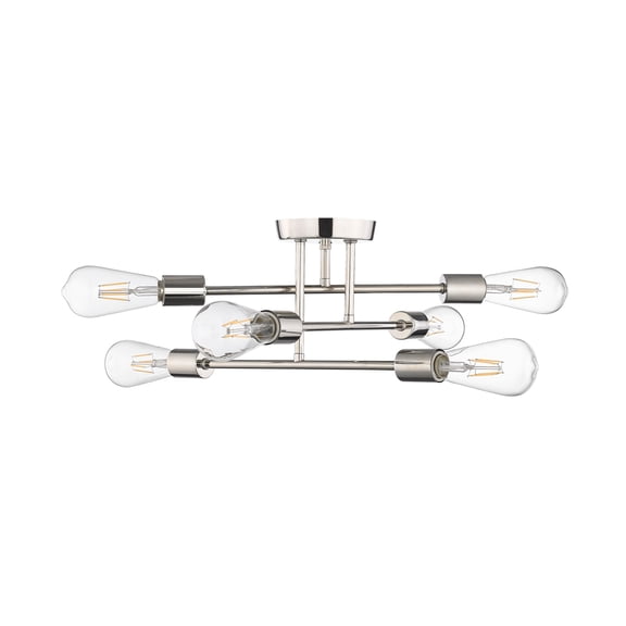 Millennium Lighting  Decco 6 Light Pendant Fixture in Matte Black Polished Nickel Polished