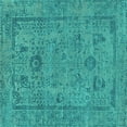 thumbnail image 1 of Ahgly Company Machine Washable Indoor Square Oriental Turquoise Blue Industrial Area Rugs, 6' Square, 1 of 4