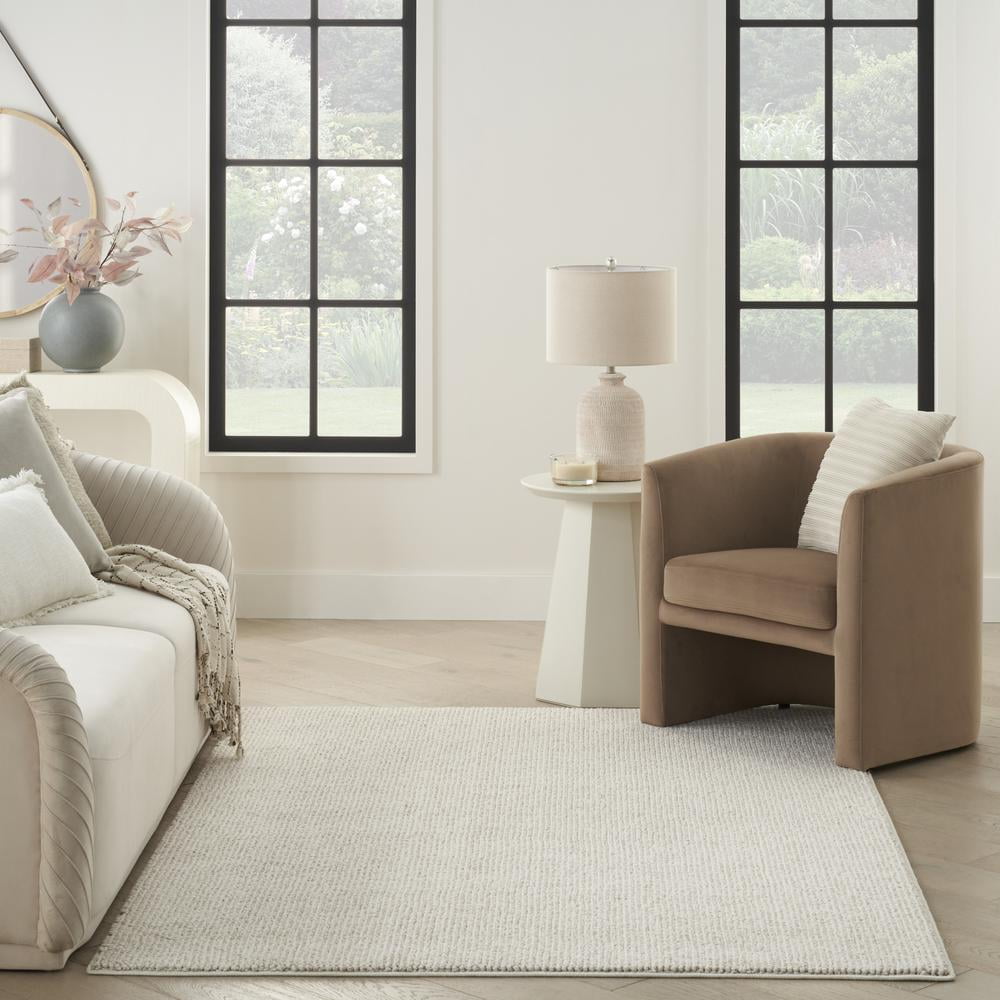 Nourison Textured Home All-over design Ivory Beige 5'3" x 7' Area Rug (5x7)