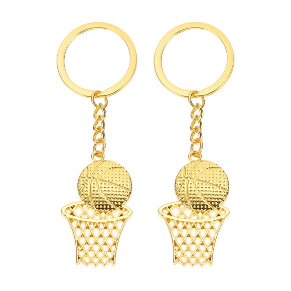 Uxcell Basketball Hoop Keychain, Mini Cute Sports Basketball Key Chain Gold