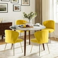 thumbnail image 4 of Home Velvet Dining Chairs Set of 2 Upholstered Wingback Accent Side Chairs Metal Legs Living Room Kitchen Yellow, 4 of 8