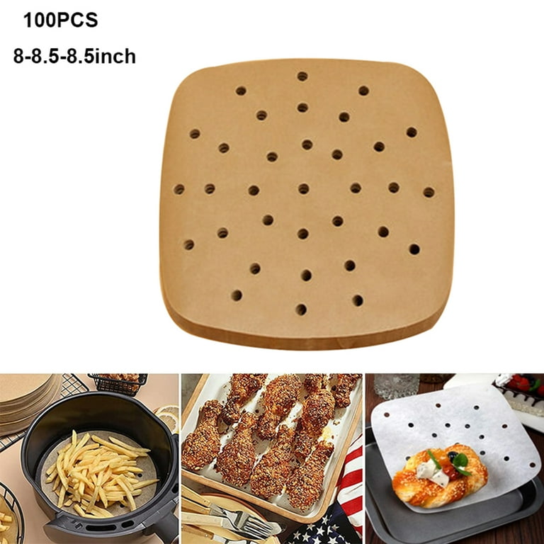 GDHOME 100PCS Square Air Fryer Special Paper Barbecue Pan Pad Paper  Non-Stick Oil Paper 