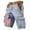 Light Gray, variant on Distressed Ripped American Flag Print Cargo Shorts with Multiple Pockets and Brown Woven Belt, Durable Cotton Blend for Outdoor Work or Casual Wear Army Green L