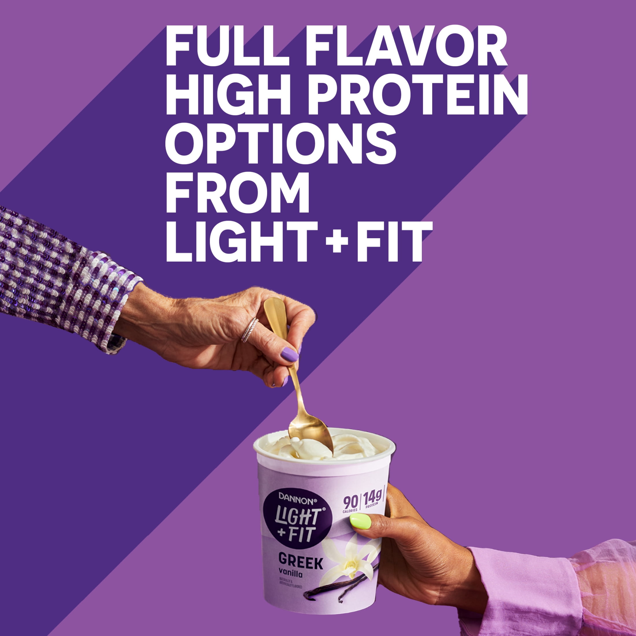 Dannon Light + Fit Vanilla Greek Fat Free Yogurt Tub, Convenient Anytime Snack, 32 oz