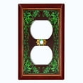 thumbnail image 2 of Metal Light Switch Plate Cover Elegant Maroon Green Leaf Damask Frame FRA027, 2 of 13