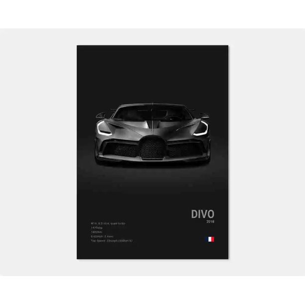 Pop-póster de coche deportivo francés en blanco y negro, Estética de lujo, Impresión de lienzo Chiron para arte de pared, decoración de la habitación del garaje del hogar