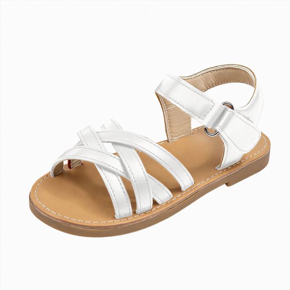 kpoplk Girls Sandals Little Girl Summer Dress Shoes Lightweight Open Toe Beach Holiday(White,10)
