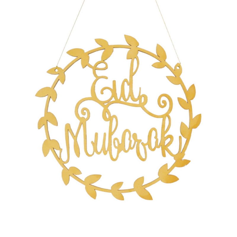 Eid Mubarak Wooden Ornament Ramadan Wood Decor Moon Star Hanging