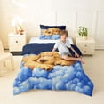 thumbnail image 4 of Homewish Lovely Golden Retriever Twin Comforter Sets,Cartoon Dog Bedding Set,White Clouds Decor,Navy Blue Reversible,2 Pieces,1 Comforter and 1 Pillowcase, 4 of 7