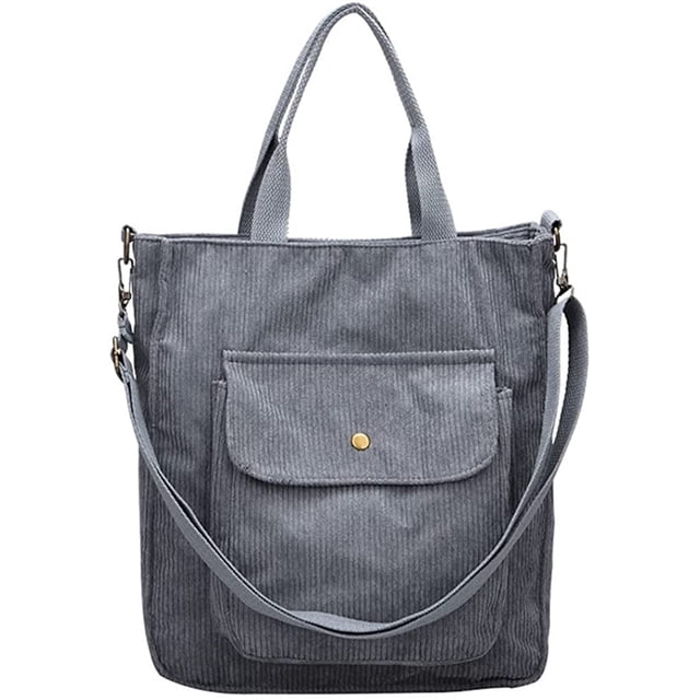 LHSHID Women Trendy Corduroy Hobo Tote Bag Retro Shoulder Bag Big Capacity with Multi Pocket