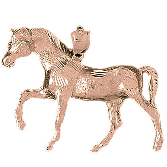 14K Rose Gold Horse Pendant - 31 mm