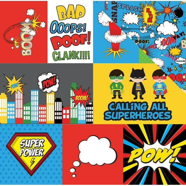 Superhero Doublesided Cardstock 12"x12"journaling Cards Superhero Doublesided Cardstock 12"x12"journaling Cards