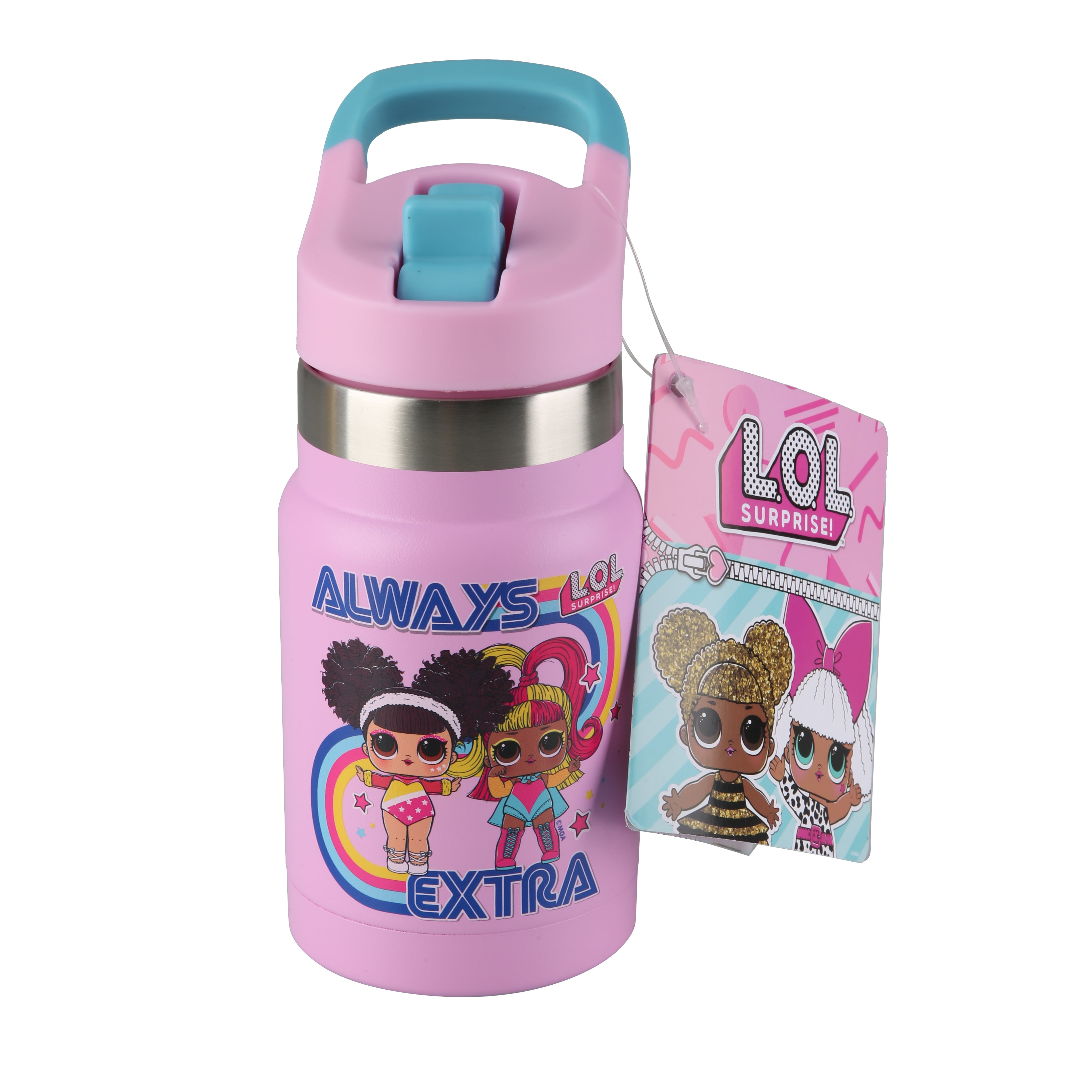 Ozark Trail 12oz Double Wall Vacuum Sealed Stainless Steel Kids Water Bottle, LOL Surprise!