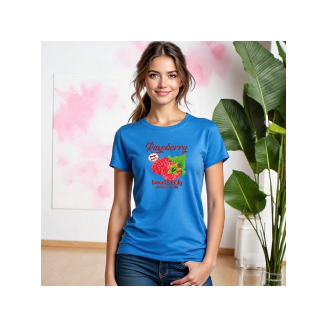 Playera Blusa De Frambuesa Raspberry Sweet & Tasty – Dulce Estilo que Te Hace Brillar Color Aqua Talla Extra Grande Marca Emil SaEs
