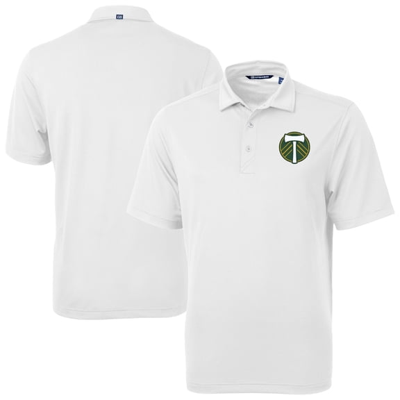 Men's-Cutter & Buck  White Portland Timbers Big & Tall Virtue Eco Pique Recycled Polo
