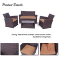 thumbnail image 5 of Patiobox 4PCS Luxury Modern Outdoor Patio Furniture Brown Rattan Wicker Brown Cushion Deep Seating Conversation Set Pillows, 5 of 6