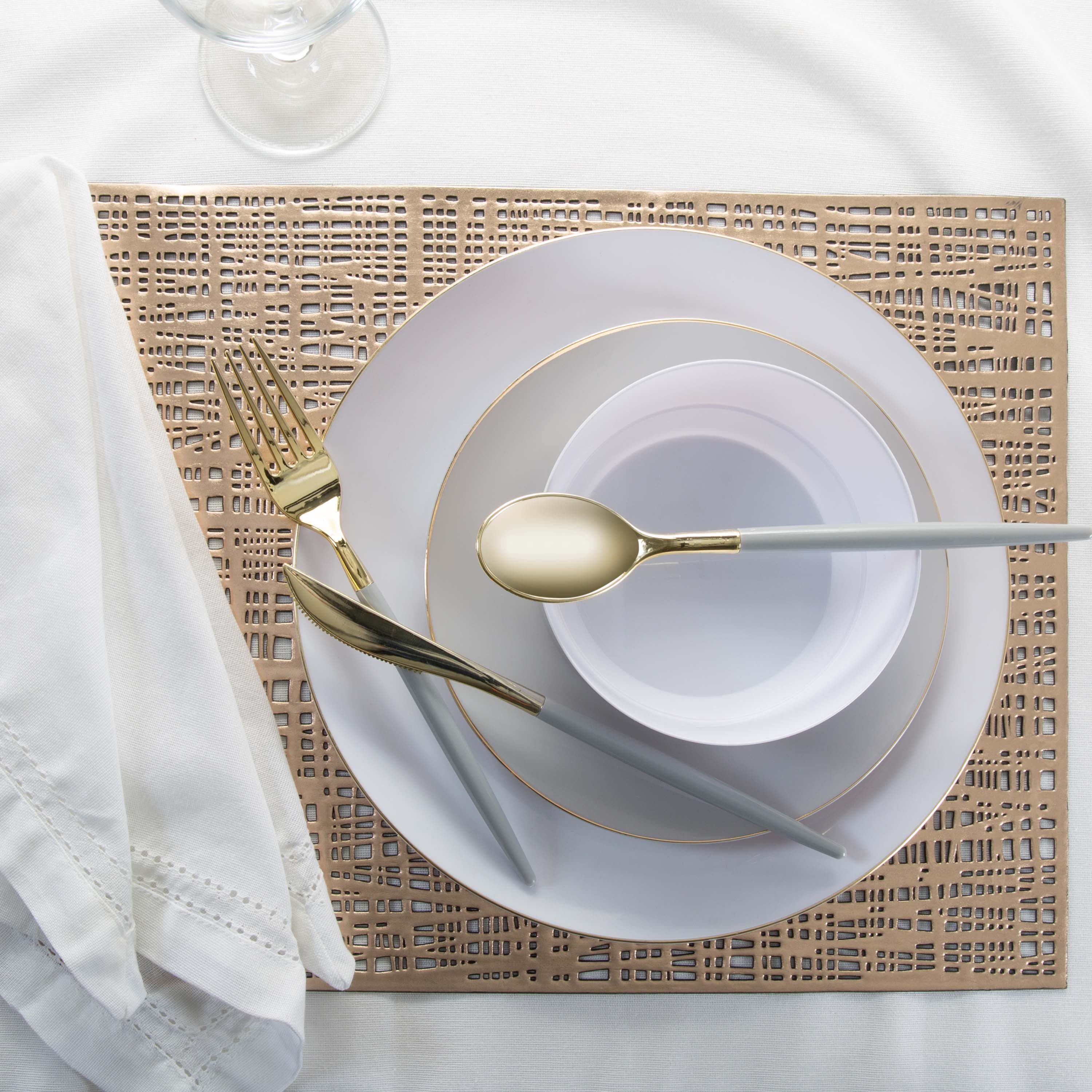 Home Details Set of Four Barcelona Metallic Table Place Mat, Gold