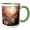 Green/White, variant on 3drose, Pretty Sunset Image of Stained Glass Flower Meadow Background, 11oz Mug