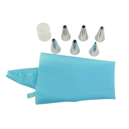 

Hi.FANCY 6 Pcs/set Caking Icing Bag Pastry Piping Pouch with 6 Stainless Steel Nozzles Baking Accessory