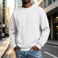 thumbnail image 2 of LODIENY Mens Crew Neck Sweatshirts with Arm Zipper Pockets and Kangaroo Pocket Long Sleeve Baggy Basic Athletic Fall Winter Sweatshirt White XXL, 2 of 7