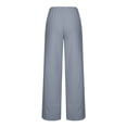 thumbnail image 5 of Mceream Capri Pants for Women Cotton Linen Wide Elastic Waist Leg Pants with Pockets Summer Cropped Pants Baggy Crop Trousers Plus Size Print Comfy Sweatpants Blue L, 5 of 7