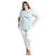 thumbnail image 5 of Blusa de corte asimetrico Roman Fashion /Tallas Extras, 5107 (Rayas azul marino) azul marino 36, 5 of 6
