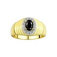 thumbnail image 1 of RYLOS Men's Rings Yellow Gold Plated Silver Classic Halo Of  Diamonds 7X5MM Oval Gemstone Ring Onyx October Birthstone Rings For Men Size 13, 1 of 7