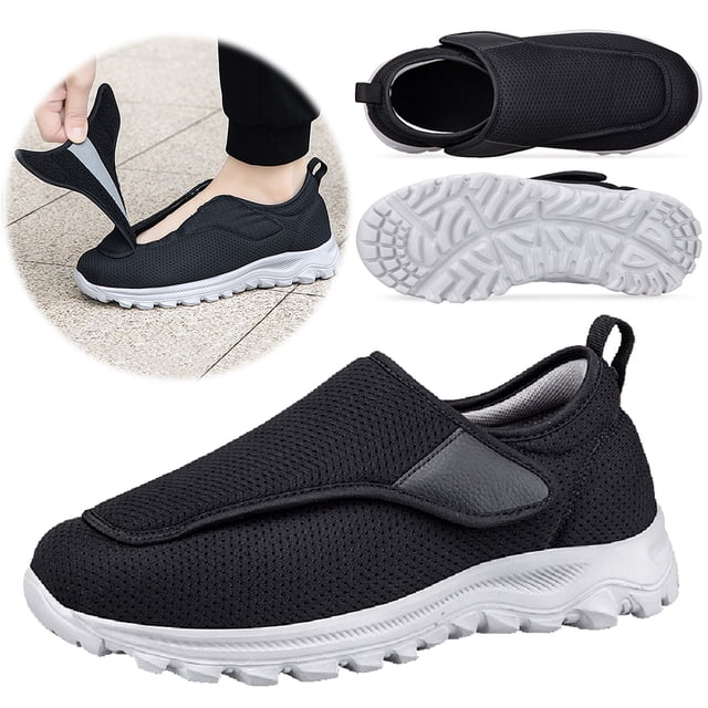 Deporte Edema Livianas Zapatos Ortopédicos Deslizantes Anchos para Hombres Diabéticos Con Absorción Choque Cierre Ajustable Pies Hinchados