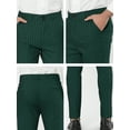 thumbnail image 6 of Unique Bargains Men's Striped Pants Slim Fit Flat Front Business Dress Trousers 32 Green Black, 6 of 7
