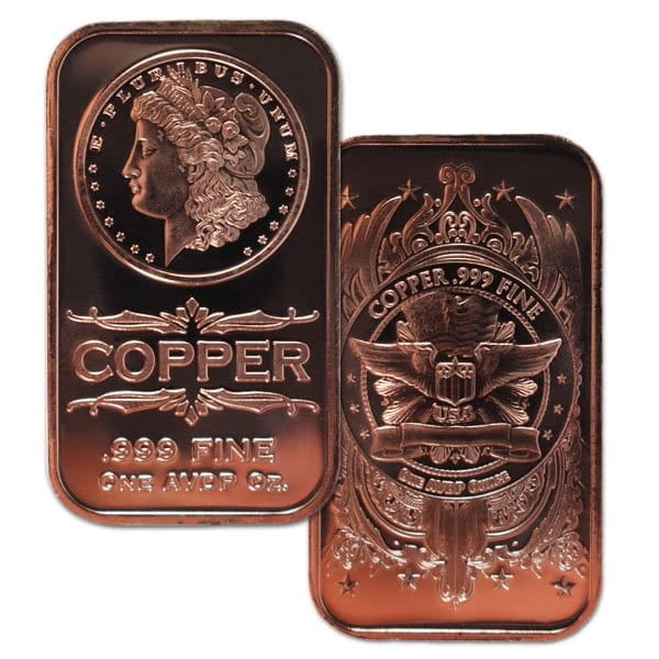 20 Count Copper Bar Head, 1 AVDP Oz, .999 Pure Copper