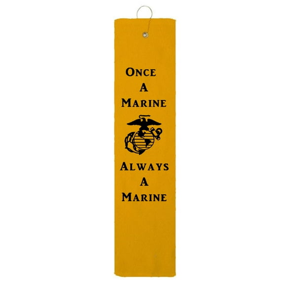 Once A Marine Always A Marine EGA Marine Corps Tri-fold Golf Towel With Grommet & Hook Father's Day Club Ball Tee Golfing Gift Birthday 15" x 18"