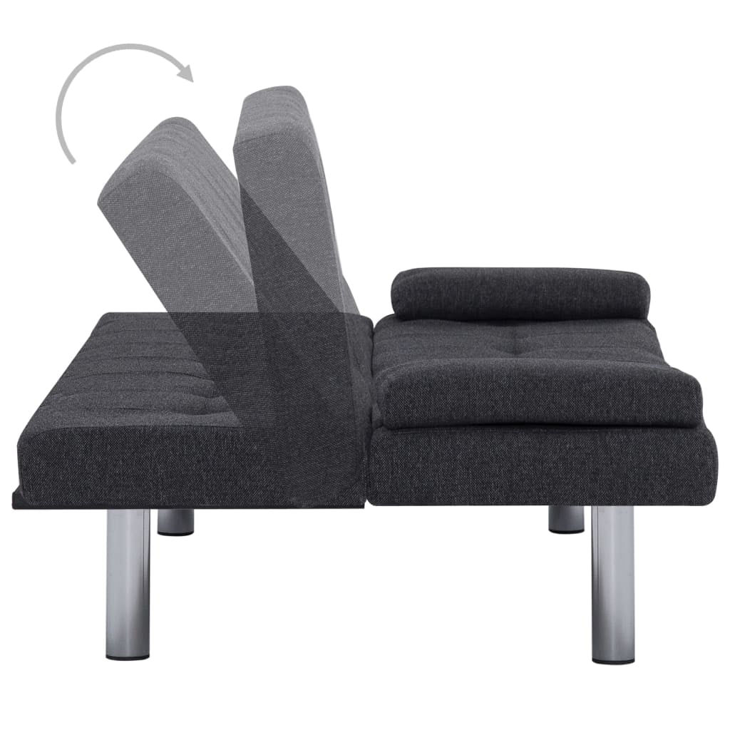 Kepooman Modern Faux Leather Convertible Sofa with 2 Pillows for Living Room Office, Dark Gray Kepooman Modern Faux Leather Convertible Sofa with 2 Pillows for Living Room Office, Dark Gray