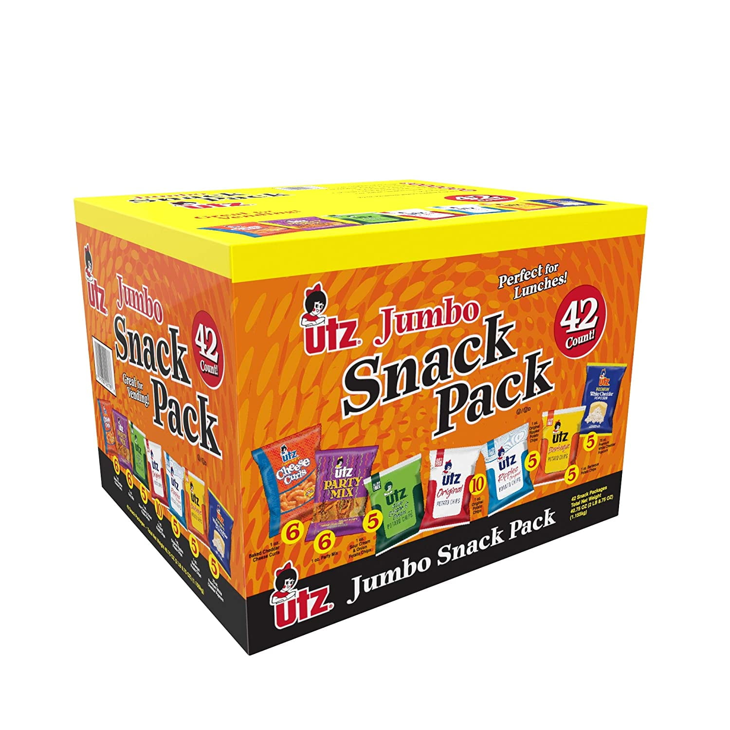 Utz Snack Variety Pack (Pack of 42) Individual Snacks, Includes Potato