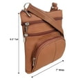 thumbnail image 2 of Roma Leathers Genuine Leather Multi-Pocket Crossbody Purse Bag (Light Brown), 2 of 8