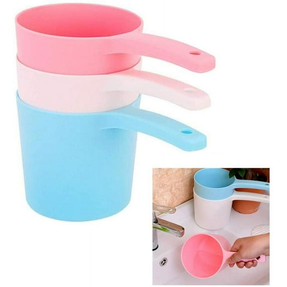 Namzi 3Pcs Thicken Plastic Bathing Ladle Water Dipper with Handle Kitchen Ladles Bath Cups